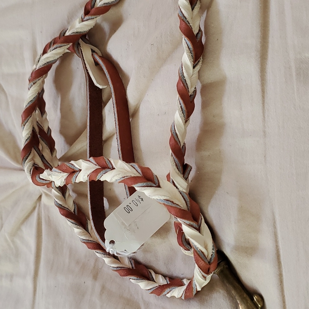 Brand New leather leash brown/white
